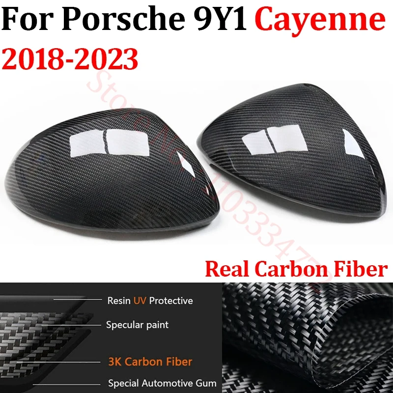 

LHD Rearview Mirror Cover for Porsche 9Y1 Cayenne 2018-2023 Real Carbon Fiber Side Mirror Shell Frame For Left Hand Drive only