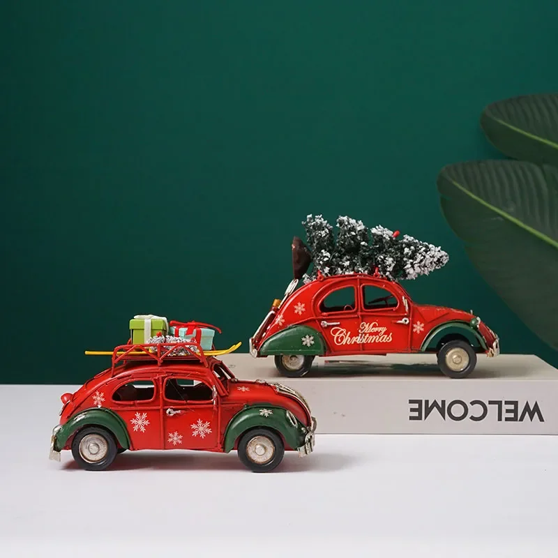 Christmas Decoration Car Model Iron Metal Miniature Retro Industrial Style Gift Bar Cafe Restaurant Soft Props Li view 2