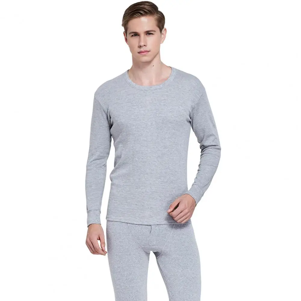 

Comfortable Homewear Men's Cozy Lounge Set with Long Sleeve Tops Elastic Waist Pants Solid Color Pajamas Set for Ultimate