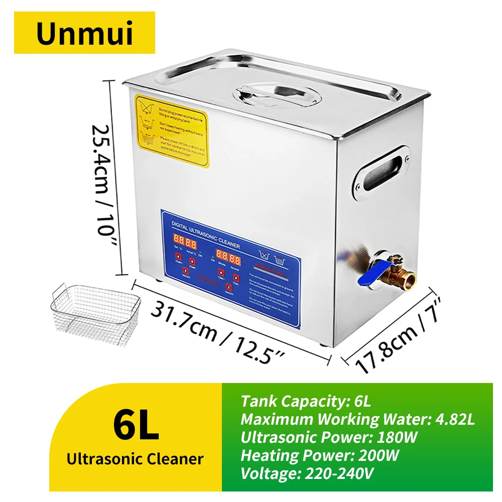 Unmui 2L/3L/6/10/15/30L Ultrasone Reiniger Digitale Verwarming Roestvrij Staal Ultrasone Reinigingsmachine 40KHZ Huishoudapparaat