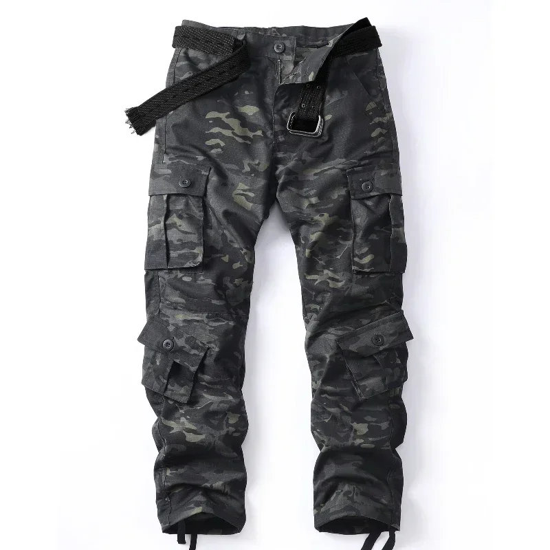 AKARMY Men's Casual Cargo Pants Military Army Camo Pants with 8 Pockets(No Belt)