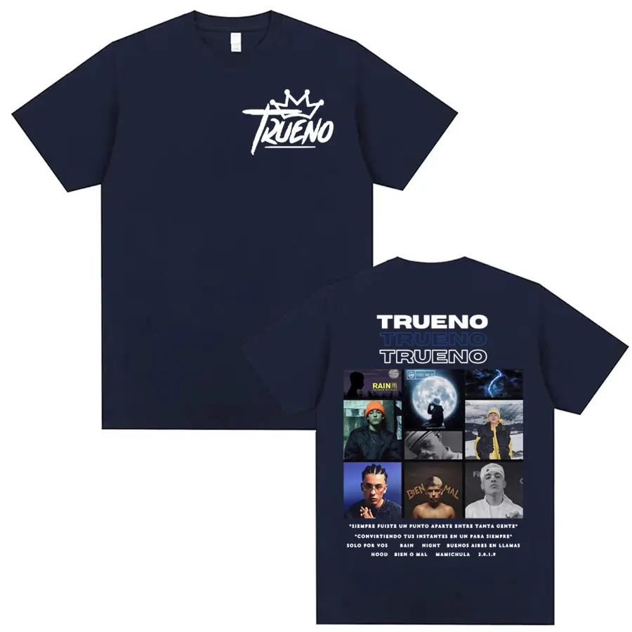 Rapper Trueno Album Tour Cover Merch T-shirt Men Hip Hop Fashion Streetwear T Shirts Unisex Casual Pure Cotton Oversized T Shirt