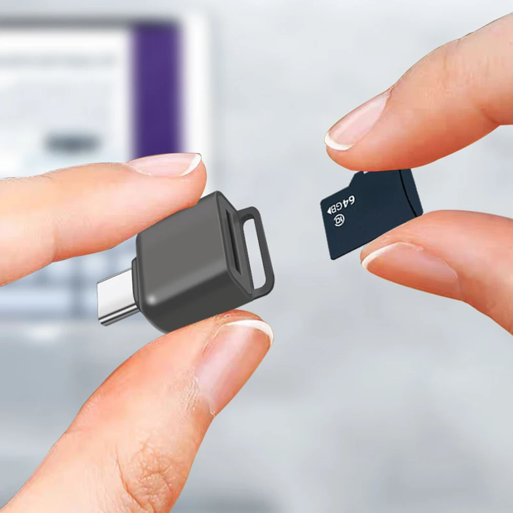 Устройство чтения карт памяти Micro SD/TF USB C TF со шнурком Адаптер для чтения карт памяти типа C из цинкового сплава для ноутбука, планшета, телефона