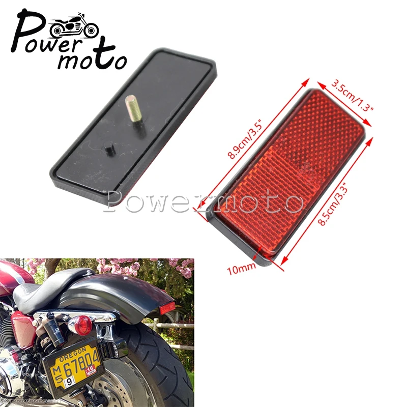 Motorcycle Red Rectangle Reflectors PMMA Plastic Warning Reflector Bolt On Reflective Plate For Harley Chopper Cafe Racer Custom