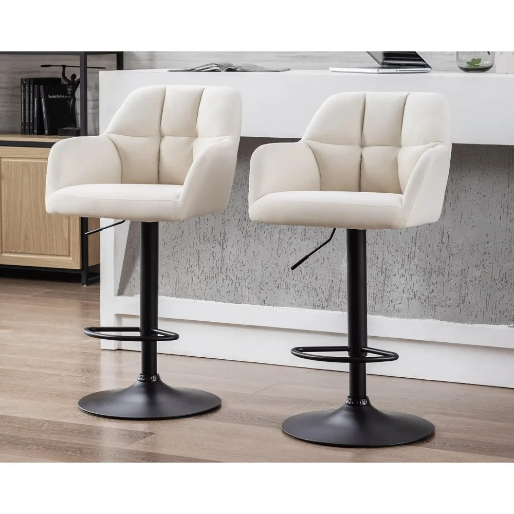 

Counter Height Bar Stools Set of 2, Swivel Barstools with Backs Velvet Fabric Upholstered Bar Height Chairs Modern Counter Stool