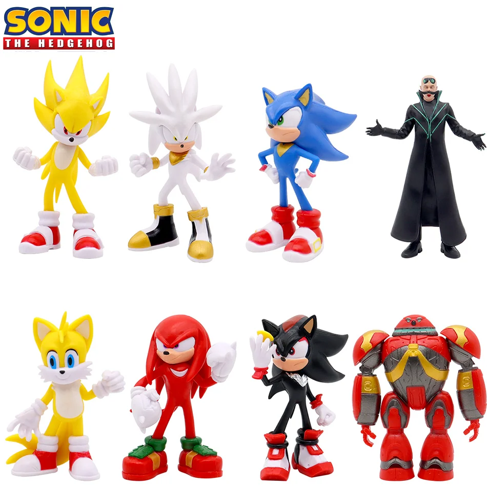 Figuras Sonics de película y televisión para niños, juguete de personaje de PVC, erizo, sombra, cola, modelo de muñecas, juguetes de animales, gran oferta, 8 estilos