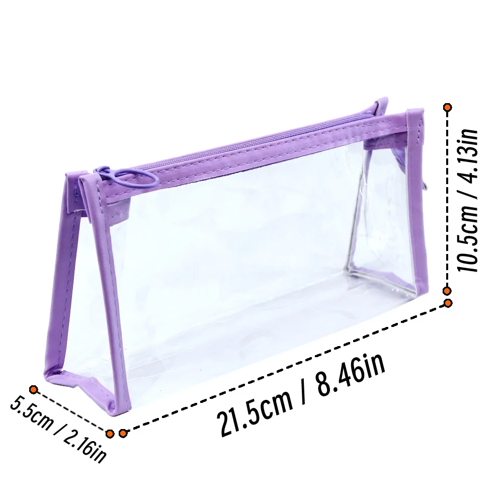 Transparent Triangular Pencil Case Large Capacity Simple Pen Bag Kawaii Cosmetic Bag School Study Stationery Office Supplies