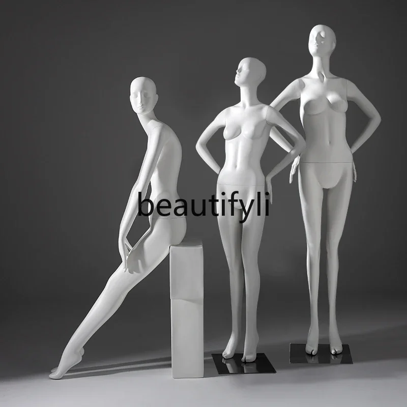 

D80 Clothing store model props female dumb white window dummy high-end model display stand