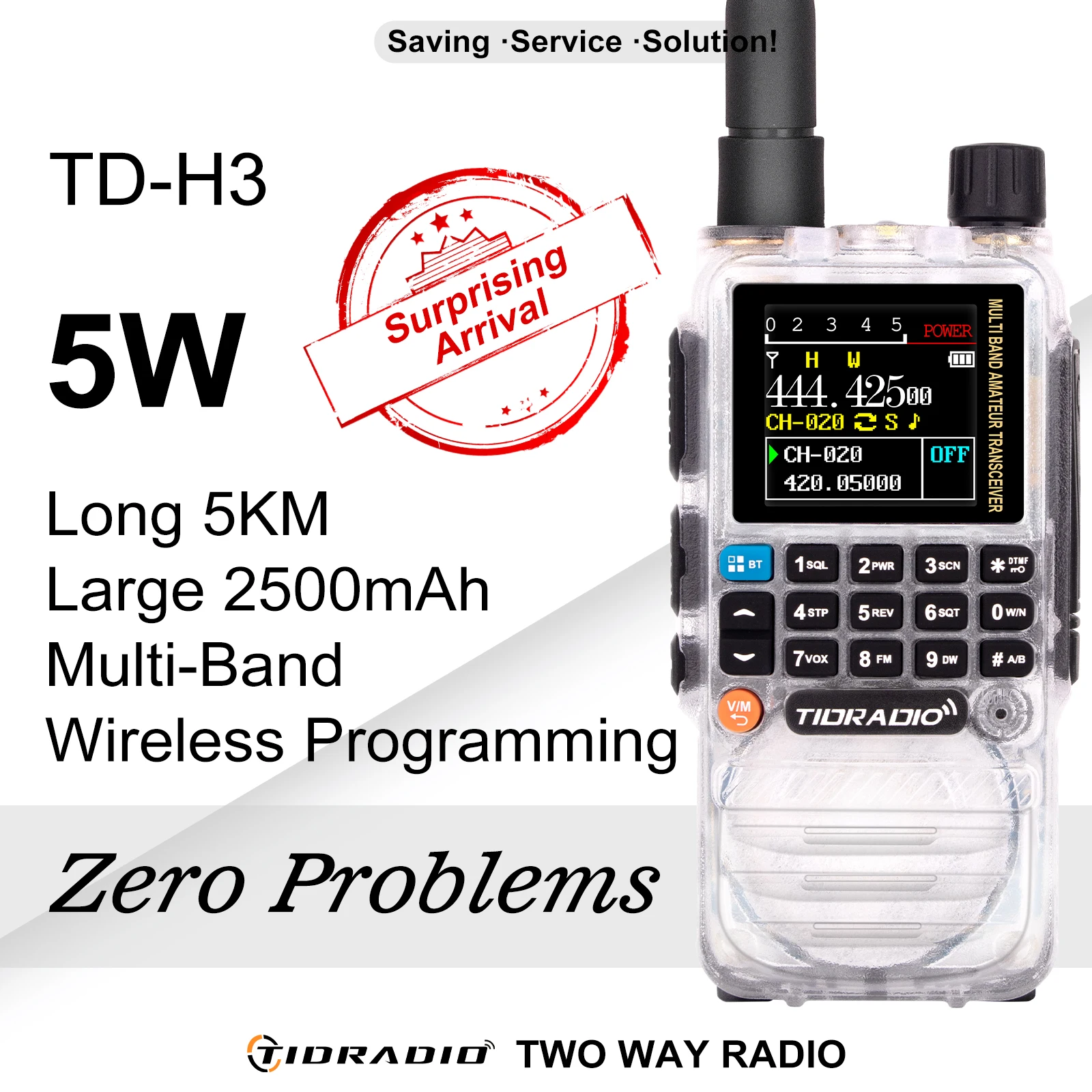 TIDRADIO H3 Professional Walkie Talkies Long Range Wireless Programming Air Band Tow Way Ham Radio Wireless Set USB Rechargeable