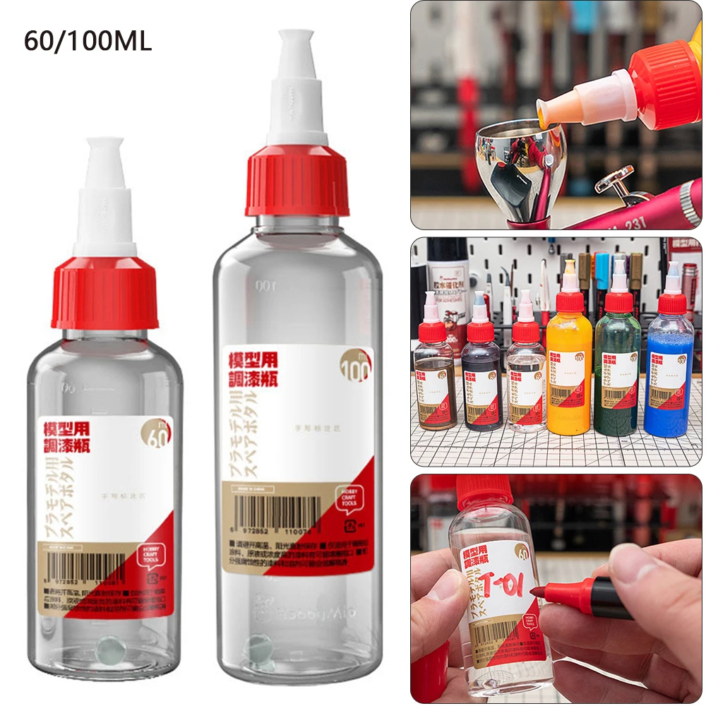 

60/100ml Empty Plastic Squeeze Bottles for DIY Model Paint Fluid Pour/Mixing Spare Bottle for Model Paint Art DIY Tool Container