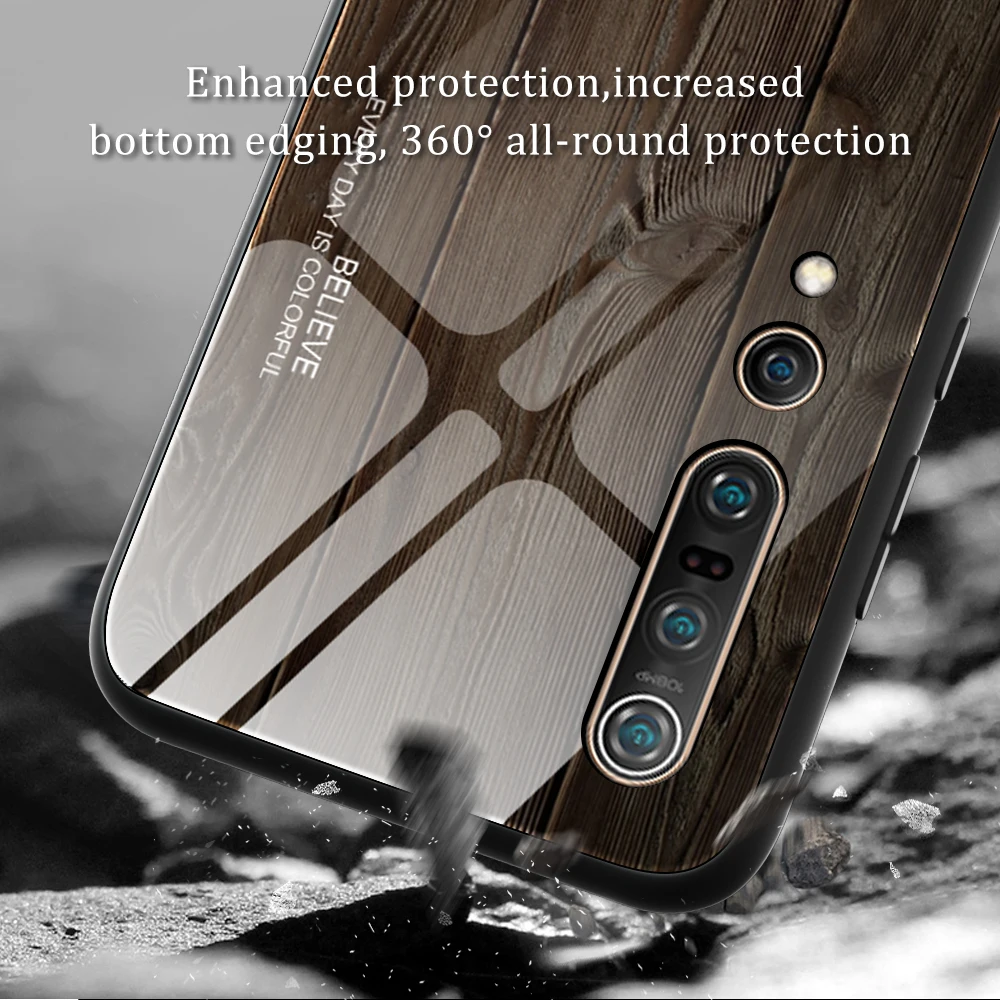 Xiaomi Mi 10T Pro Mi10T Case Wood Grain Tempered Glass Hard Cover Shockproof Phone Case for Xiaomi 10T Pro Xiaomi10T 10T Pro 5G