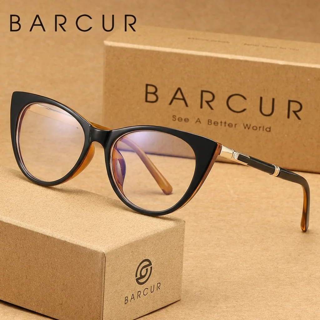 

BARCUR Anti Blue Light Cat Eye Glasses Women Reduce Eye Strain Clear Eyewear