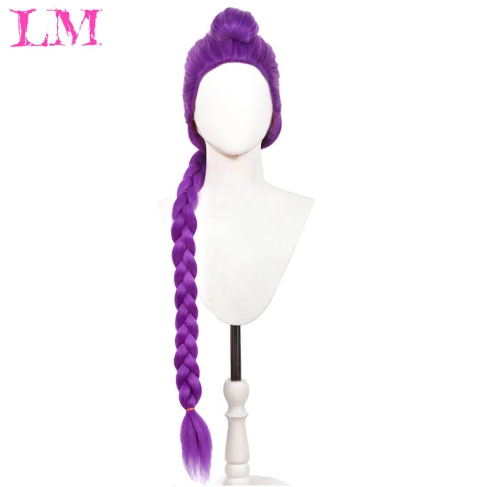 LM شيطان الصيادين زي رومي الباروكات تأثيري الاطفال أنيمي ميرا زوي زي الباروكات للنساء الرجال الأرجواني جديلة شعر مستعار هالوين تأثيري Pr #4