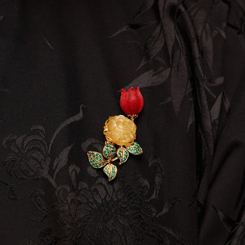 زهرة تتفتح الثروة بروش الراقية الإناث الفضة الاسترليني شمع العسل منحوتة باليد الصدار تصميم المتخصصة دبوس