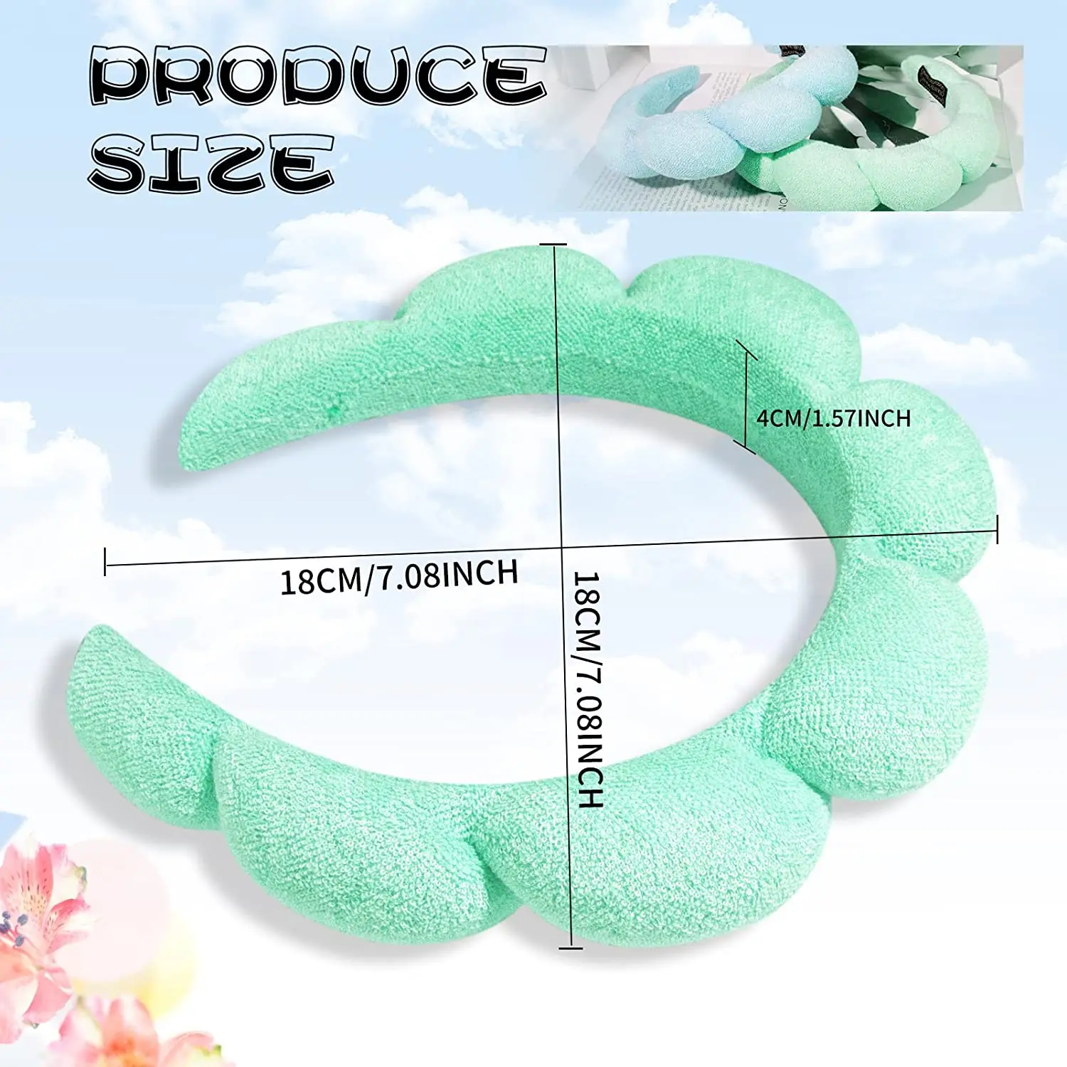 Sponge Headband for Women Girls Puffy Hair Bands Makeup Bubble Terry Cloth Co Spa Retro Headbands Hair Accessories Headwear