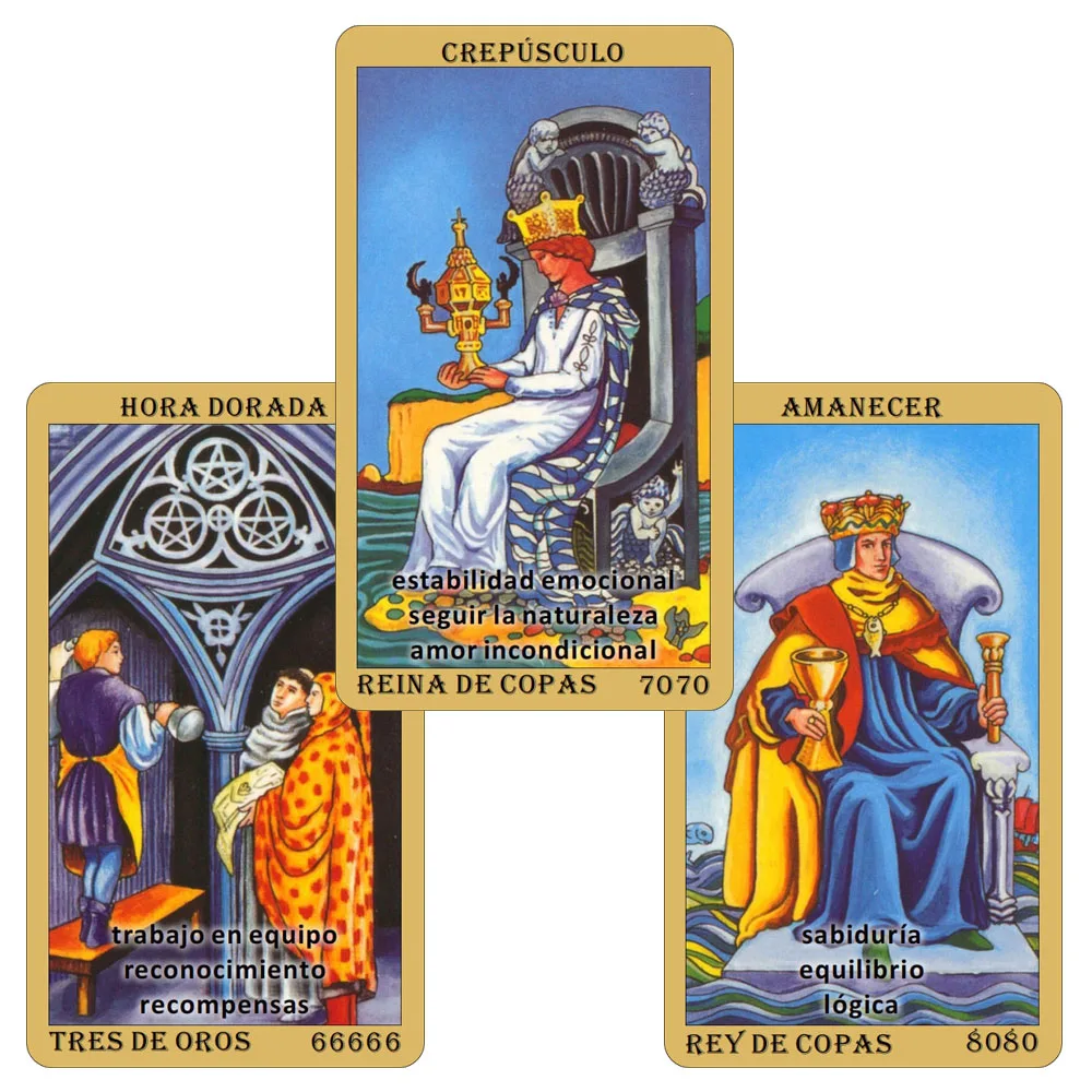 Spanisches Tarot-Deck, klassische Tarotkarten, 78 Karten mit Schlüsselwörtern, The Time Revelation Deck, 12 x 7 cm große Karten, Wahrsagespielzeug
