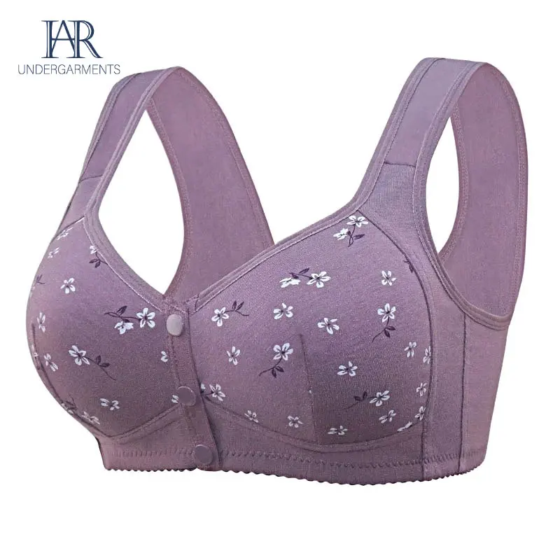 Middle-aged and Elderly Underwear Bra Without Steel Ring Front Opening and Closing Bra Comfortable Large Size Bra Vest Bra