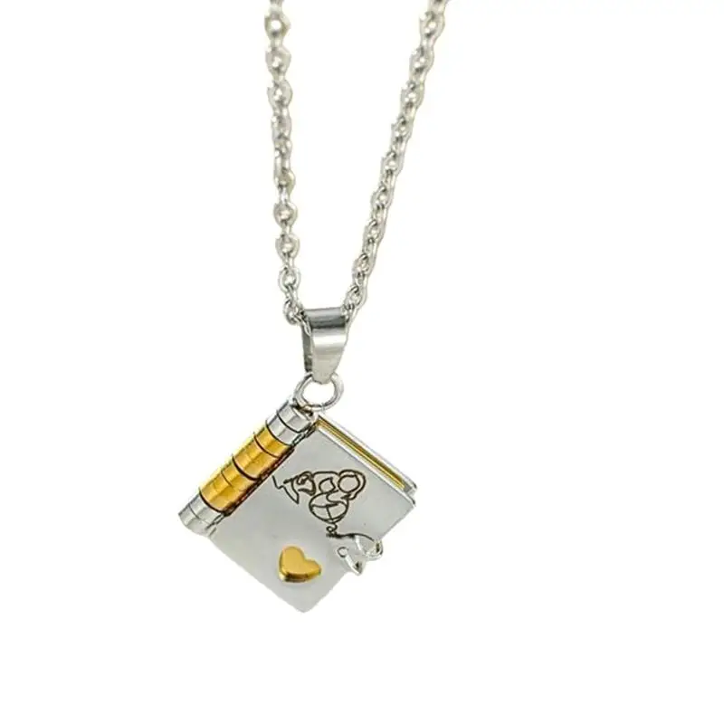31BB Creative Grandma To Granddaughter Necklace Unique Book Pendant Steel Collarbone Chain