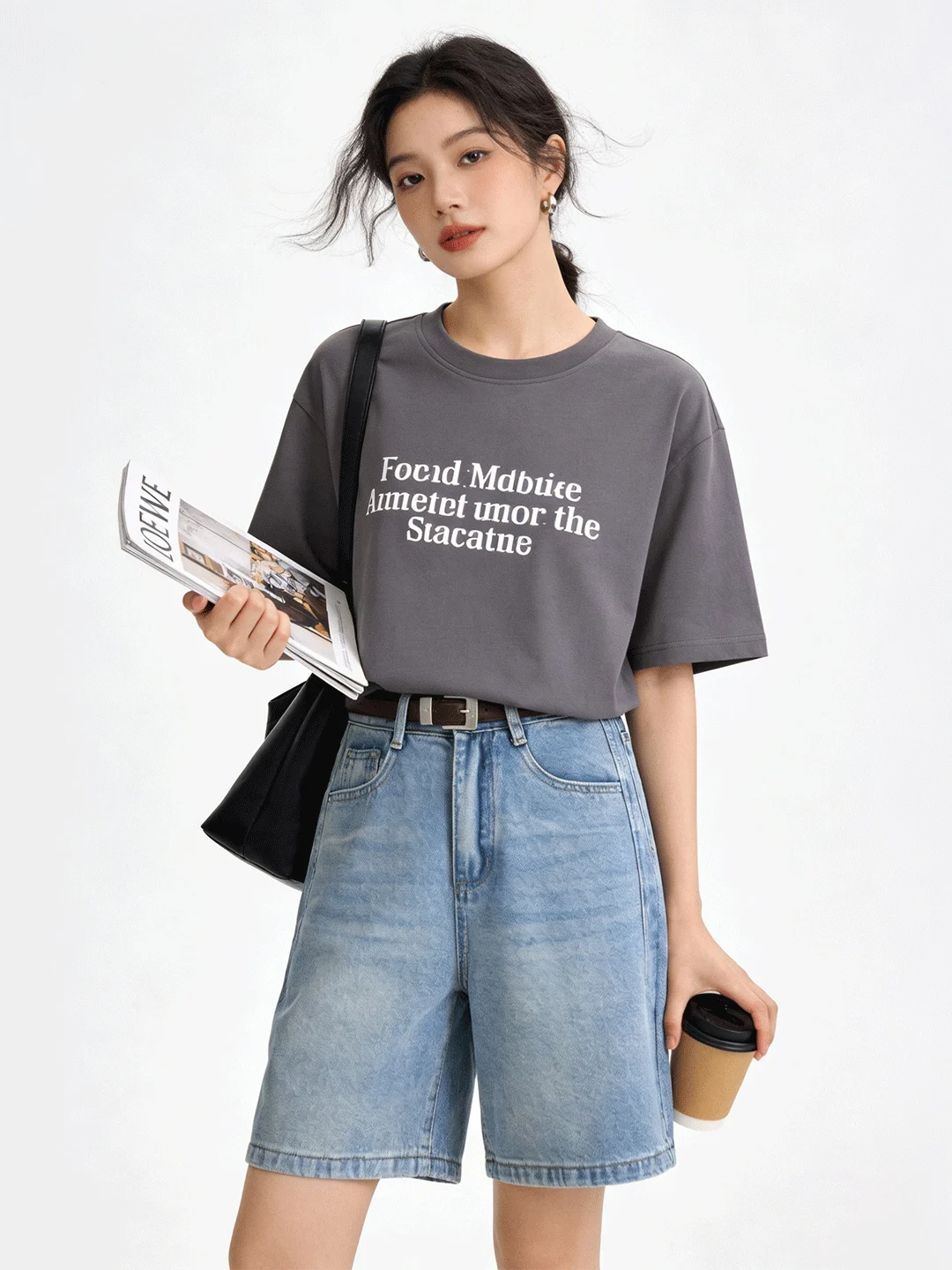 

Светло-голубые джинсовые шорты Waed с высокой талией, утягивающие, женские, весенние, новые, свободные, А-силуэт, широкие штанины, брюки-капри, универсальные для повседневной носки