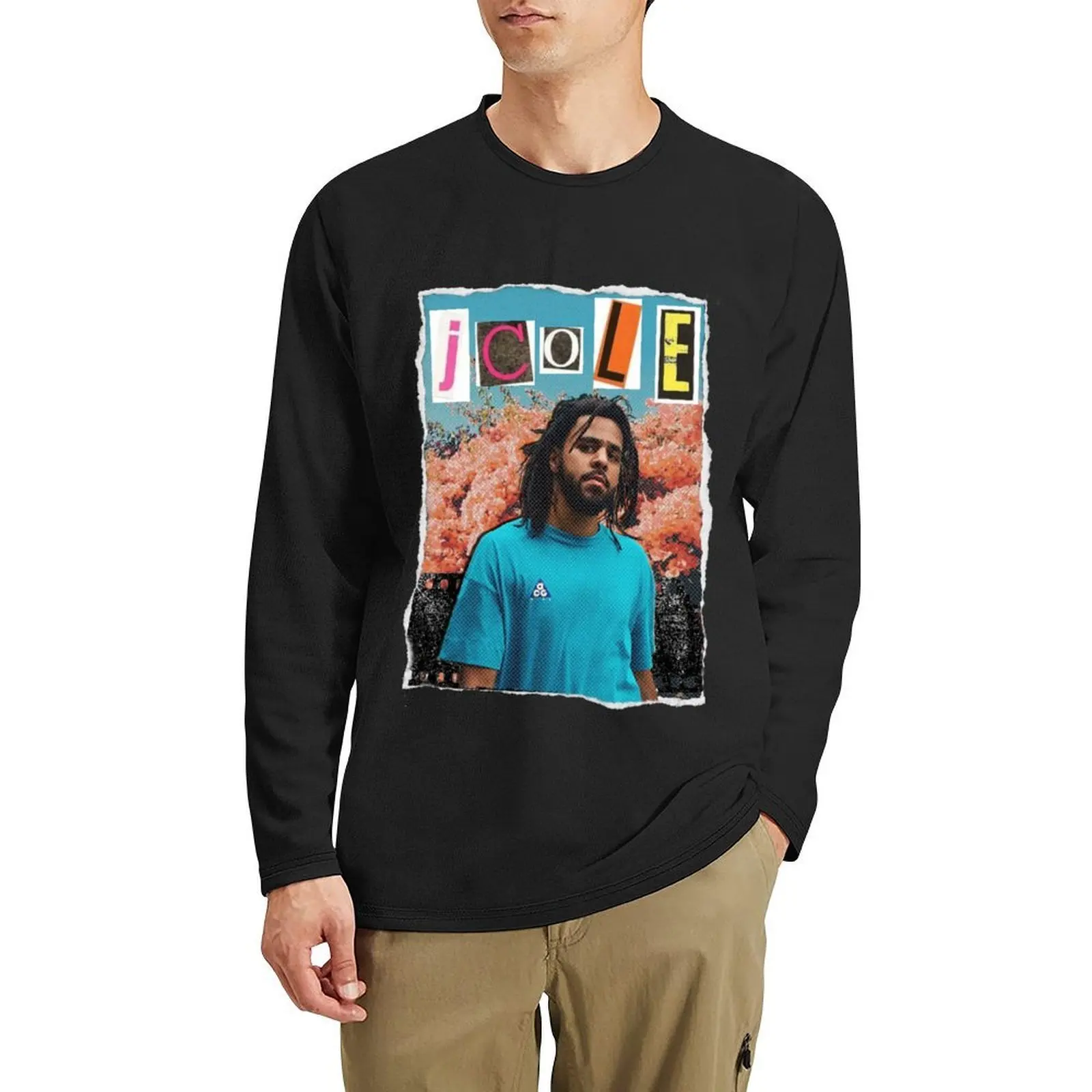 

J. Cole Scrapbook Effect Long T-Shirt plain t-shirt t shirt man sublime t shirt quick drying t-shirt plain t shirts men