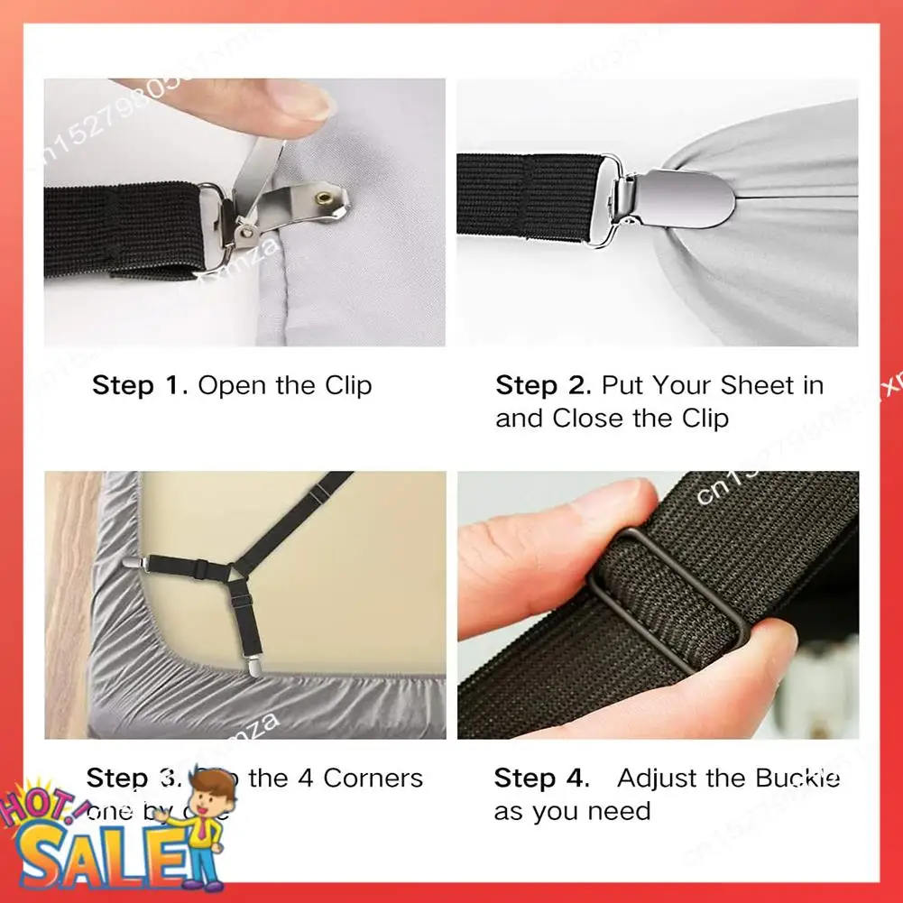 ABCL 2 шт. регулируемый эластичный держатель для подтяжек, ремни, зажим для простыней, наматрасники, диванная подушка (черный)