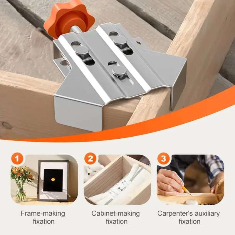 

2 adjustable swing jaw woodworking tools, right angle fixed clamp, multi-purpose stainless steel 90 ° angle clamp