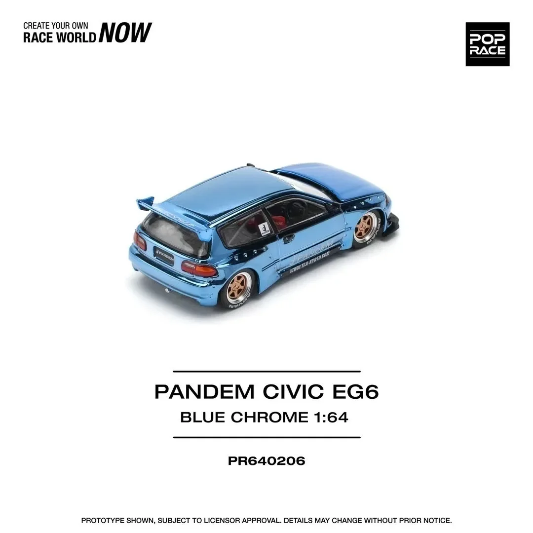 مجموعة نماذج سيارة POPRACE 1 64 PR640206 Pandem Civic EG6 المطلية باللون الأزرق في المخزون الآن #3