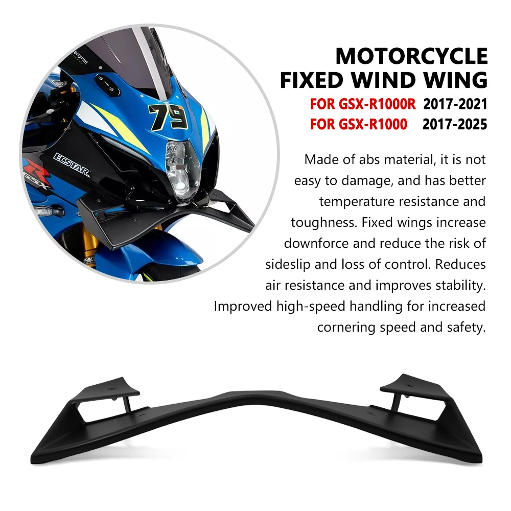 For GSX-R1000 2017-2025 GSX R1000R 2017-2021 Motorcycle Downforce Naked Frontal Spoilers Winglet Aerodynamic Wing Front Spoiler