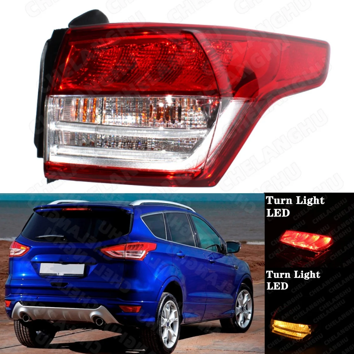 

1Pc Right Side Tail Rear Lamp light With LED For Ford Kuga 2013 2014 2015 2016 European Version DV45-13404-AF Outer Taillight