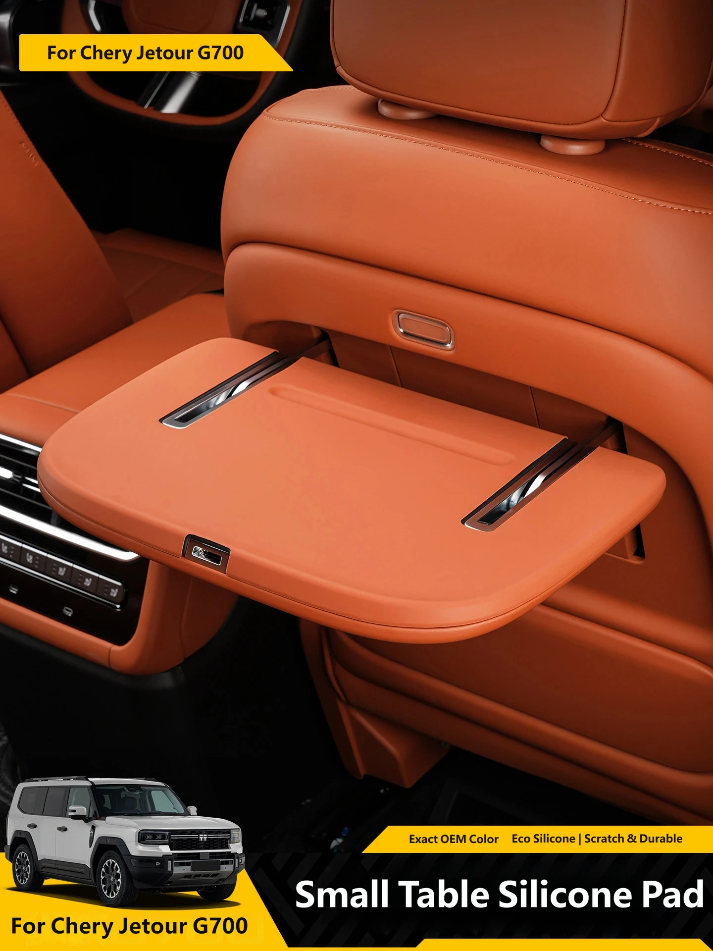 For Chery Jetour G700 Car Middle Row Small Table Board Cover Silicone Pad Folding Desk Tray Anti-scratch Protective Mat