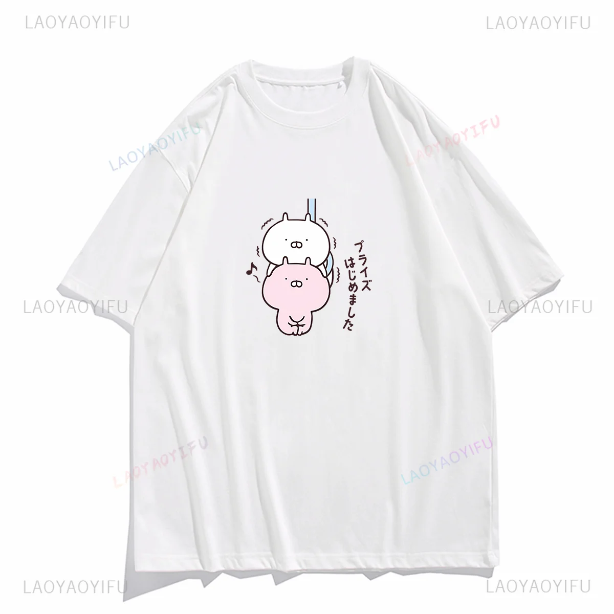 Kawaii Clothes Women Clothing Japanese Cartoon Usamaru Print Tops Ropa Mujer Hombre Unisex T Shirt Graphic Cotton Tee