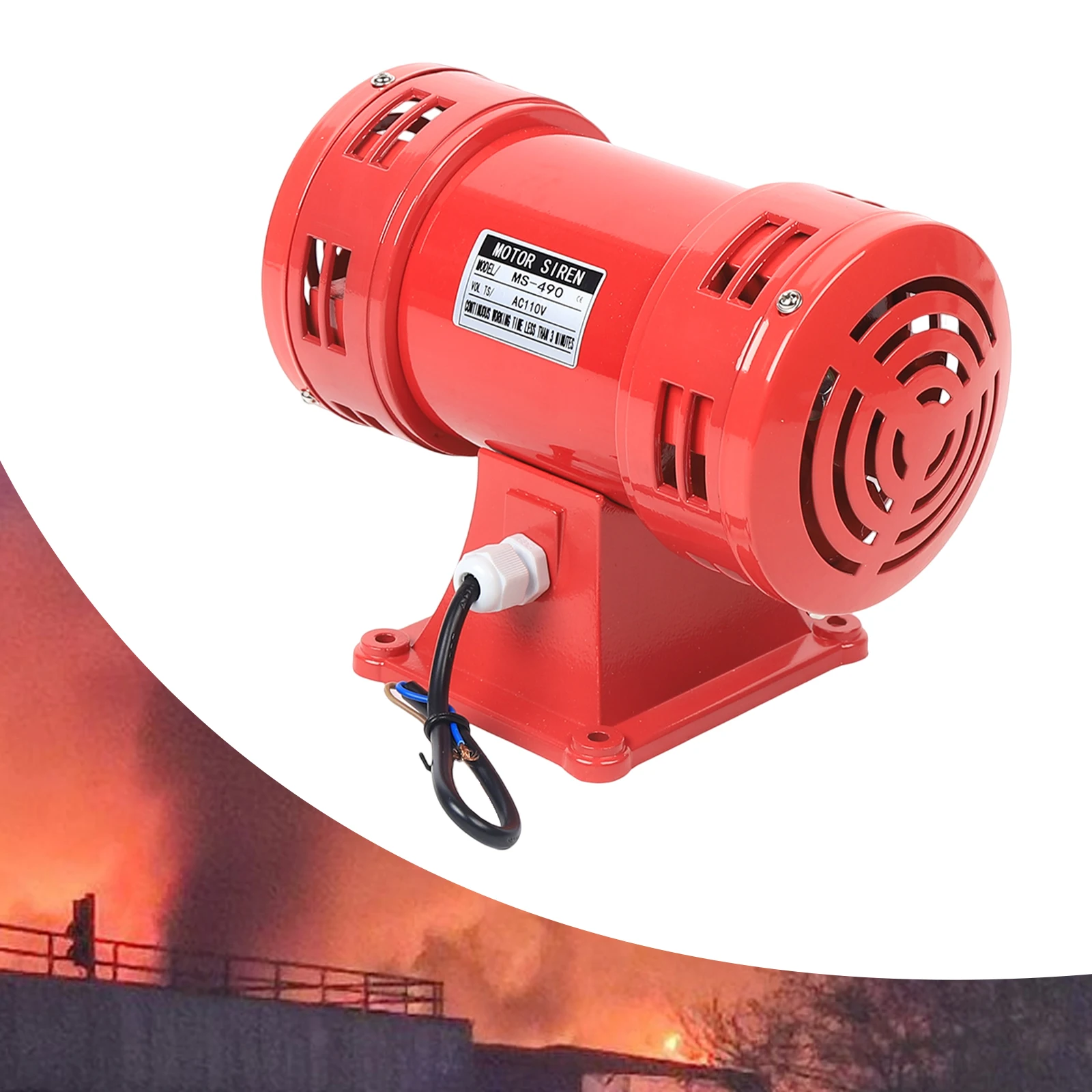 110V MS-490 Air Raid Sirens, 400W Electric Siren Air Raid Sound Siren Alarm, 140db Industrial Siren for Industrial Ships Mines