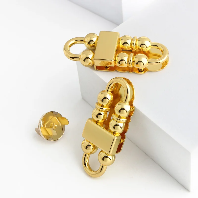 5-10Sets K Gold Metal Press Locks For Bags Handbags Shoulder Purse Tote Square Clasp Turn Lock Replacement Hardware Accessories