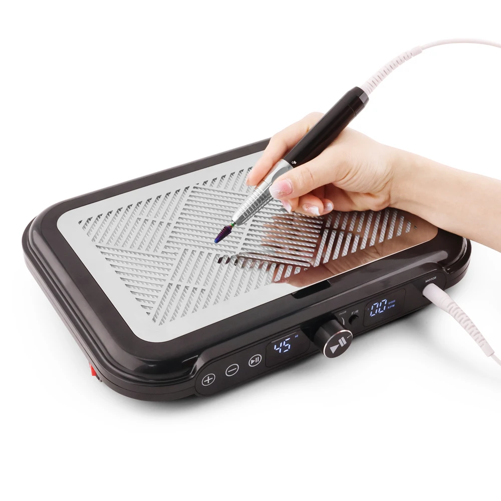 Machine de collecte de poussière d'ongles de couleur rose, 4500 tr/min, poignée sans balais, 2 ventilateurs, aspirateur d'aspiration pour Nail Art avec filtre amovible