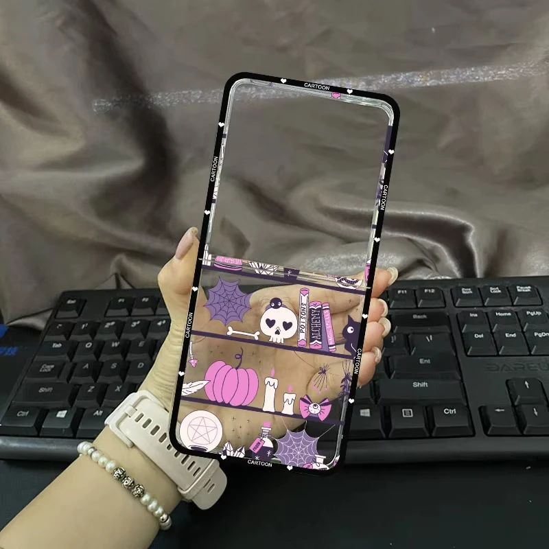 حافظة شفافة لشبح الهالوين لهاتف سامسونج جالاكسي Z Flip 7 6 5 4 3 2 1 غطاء سيليكون صلب Z Flip7 غطاء حماية مضاد للسقوط