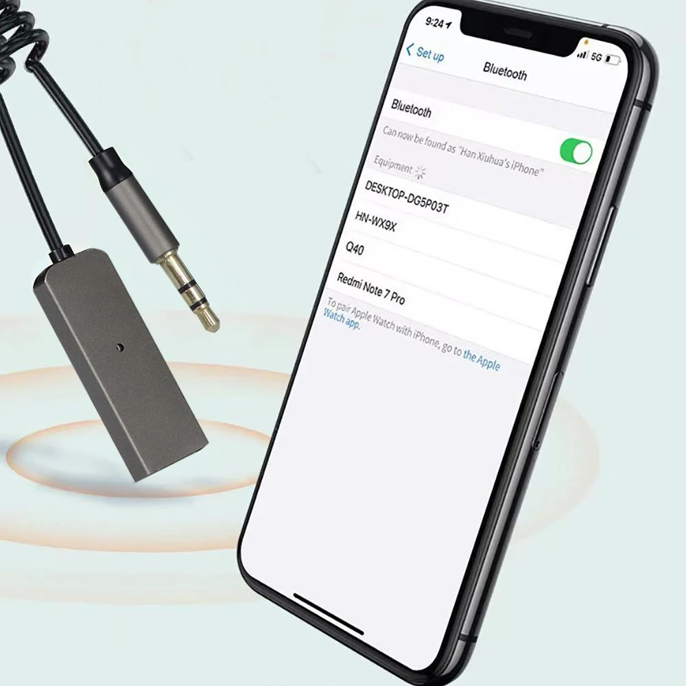 자동차 블루투스 5.0 오디오 수신기 USB 3.5mm AUX 자동차 오디오 무선 음악 어댑터 (자동차 스피커용)