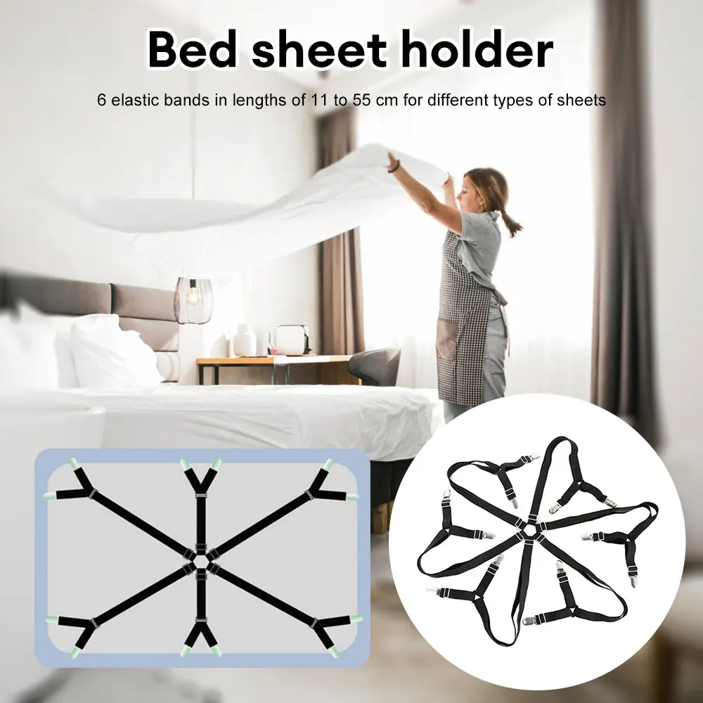 

12 Clips Bed Sheet Holder Adjustable Elastic Belt Fastener Non-Slip Strap Clip Sheet Clip for Bed Sheets Mattress Covers