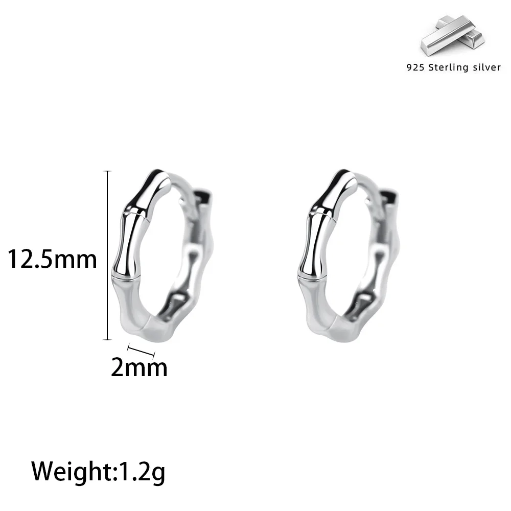 MIYEJI Real S925 Sterling Silver Bamboo Joint Round Hoop Earrings For Women Party Daily Wear Classic Fine Jewelry Accessible