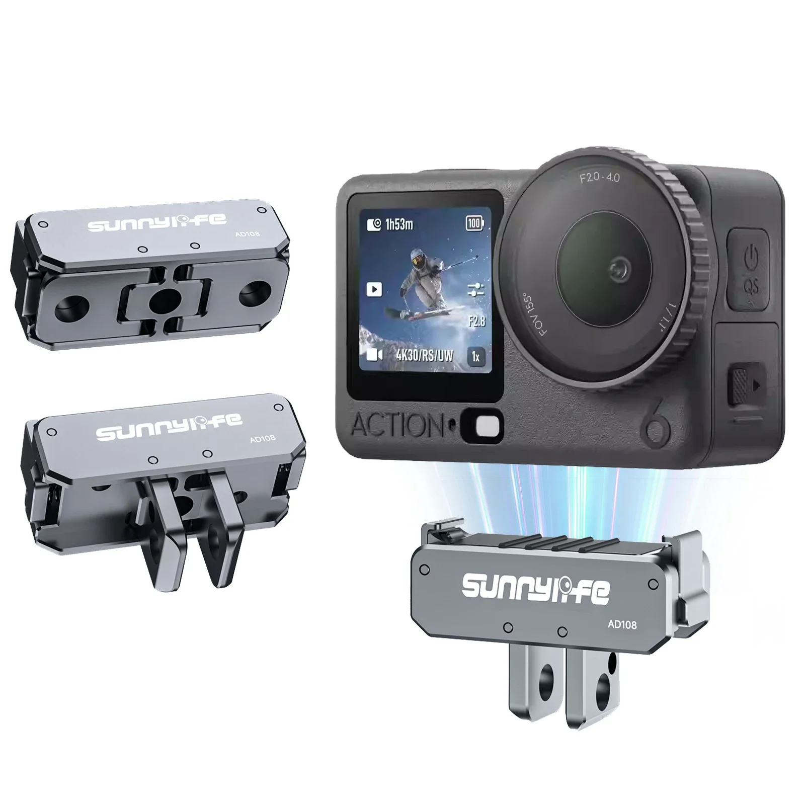 

Magnetic Adapter Mount for DJI Osmo Action 6, Foldable Quick Release Tripod Adapter Mount Base DJI Action6 Expansion Accessories