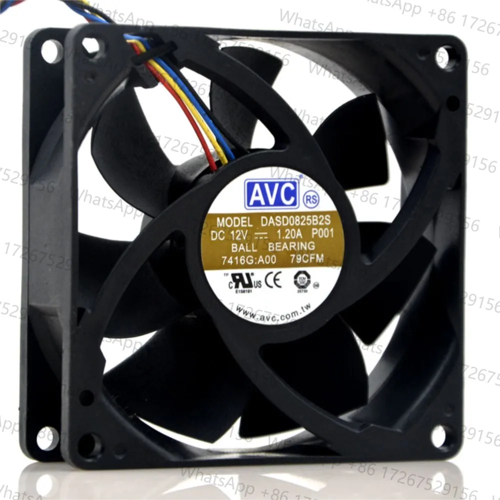 For Original AVC DASD0825B2S 8025 Fan 12V 1.20A 8CM 4-Wire Dell Chassis Server Cooling Fan Dual Bearing