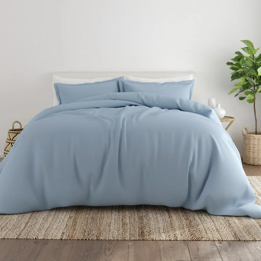 

3-Piece Light Blue Duvet Cover Set, Full/Queen