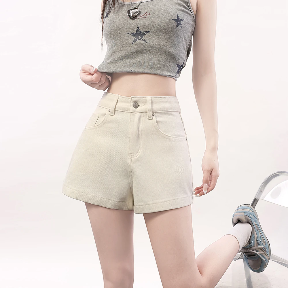 

Shorts Female Jeans Women's Jeans Shorts White Summer New High Waist Stretchy Slim Fit Hot Tight Pants For Petite