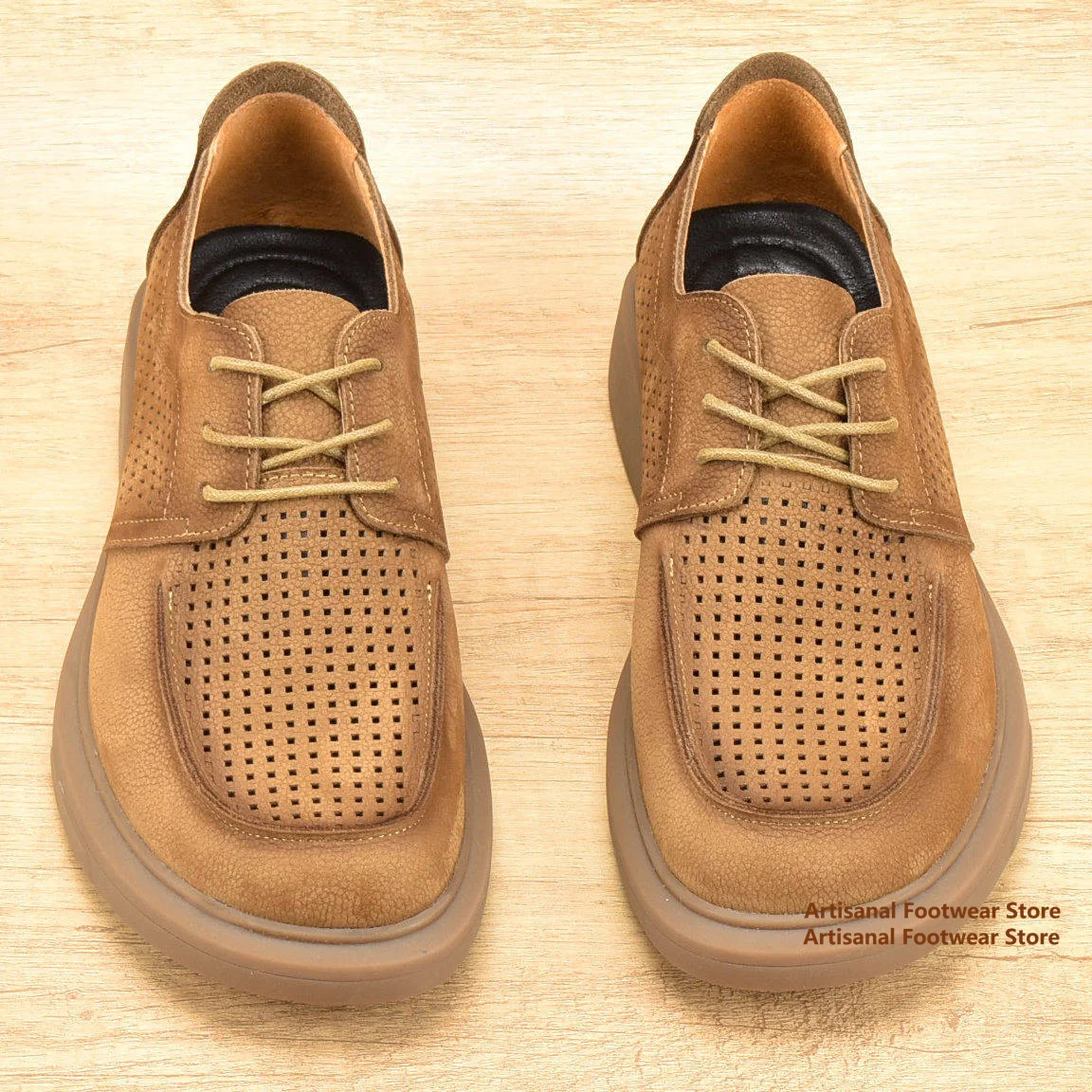 

Дышащие кожаные туфли с перфорацией для мужчин, из натуральной воловьей кожи, на мягкой подошве, дышащие, без шнурков, мужская обувь