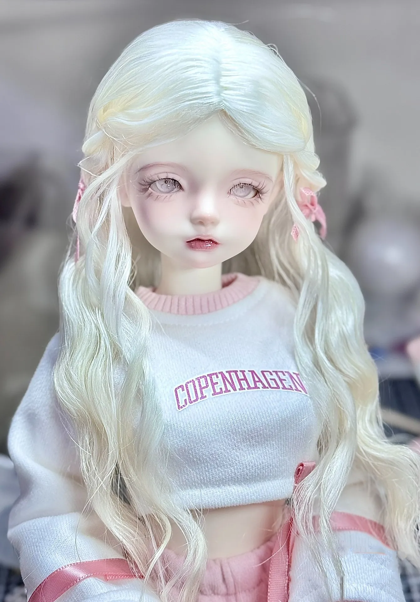 

Light Gold 1/6 1/4 1/3 BJD Doll Hair, Sweet Style Mohair Wig