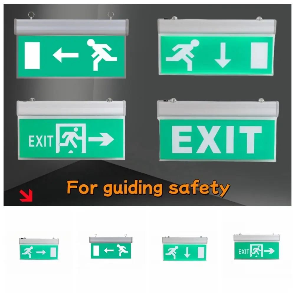 110-240V Commercial LED Emergency Sign Lamp Exit Sign Green Bulb Security Light Acrylic Safety Evacuation Indicator Light School