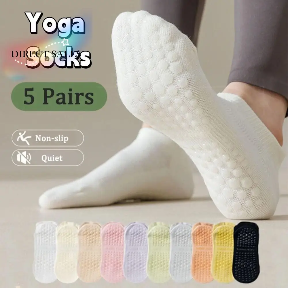 5-pares-simples-antiderrapante-meias-de-fitness-respiravel-esportes-meias-yoga-feminino-suor-absorvente-curto-tubo-meias-ballet