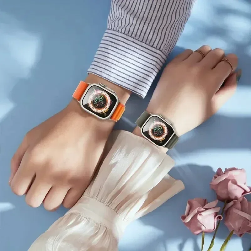 واقي شاشة من الزجاج المقسى لساعة أبل الترا 2 49 ملم إطار معدني مضاد للخدش لملحقات سلسلة iWatch Ultra 49 ملم