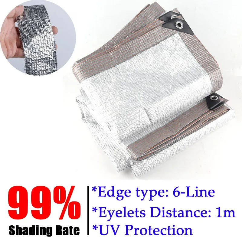 99% Shading New Sun Shade Net Aluminum Foil Sunshade Net Garden Swimming Pool Car Shed Camping Shading Sail Outdoor Sun Shelter