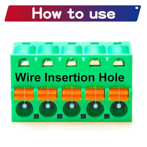 5.0mm Phoenix Connector with Orange Spring 8 Pin, Green PCB Spring Terminal Block Spring Connection (2Pcs 5.0M-SP-8P)