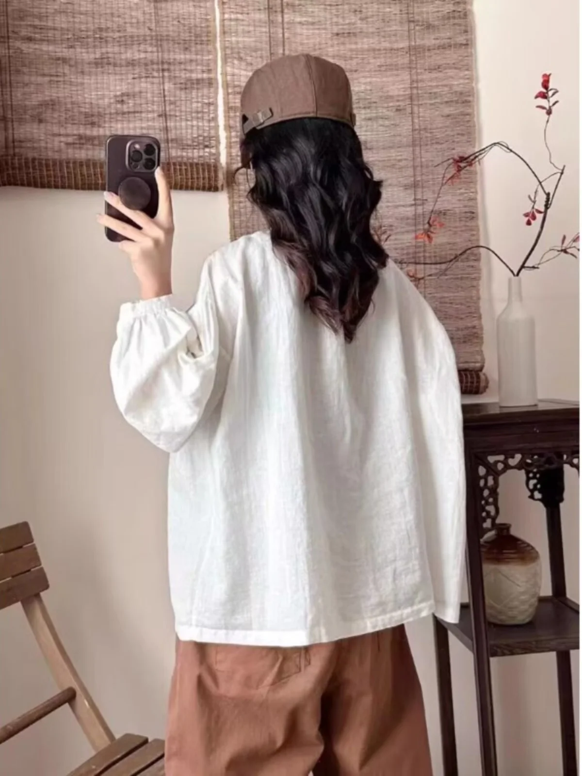 فقاعة من القطن والكتان الأبيض Sve irt تصميم علوي للسيدات ربيع جديد Faion طويل Sve irt تخفيض العمر #2